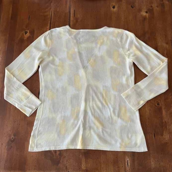 J. Jill Yellow, Tan and White Painted Desert Look Button Front Cardigan Sweater - Picture 2 of 4